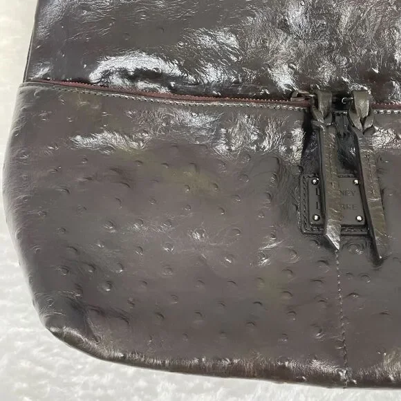 Vtg Dooney and Bourke Purse Shoulder Bag Brown Ostrich Leather - Picture 7 of 15